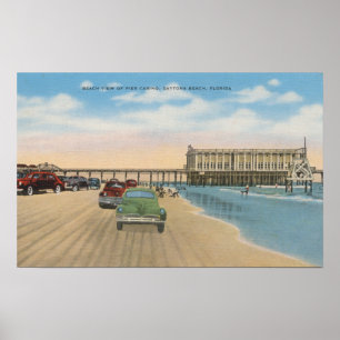 Daytona Beach, FL - Beach View Pier Casino Poster