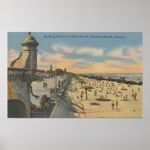 Daytona Beach, FL - Boardwalk View Beach Poster