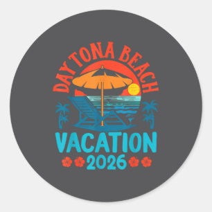 Daytona Beach Florida 2026 Familienurlaub Sommer  Runder Aufkleber