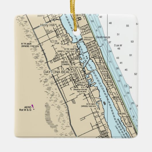 Daytona Beach Florida Chart Keramikornament (Vorderseite)