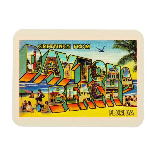 Daytona Beach Florida FL Großer Brief Postkarte Magnet (Horizontal)