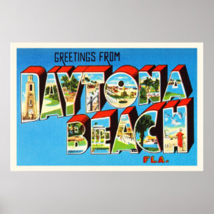 Daytona Beach Florida FL Vintage Reise Souvenir Poster