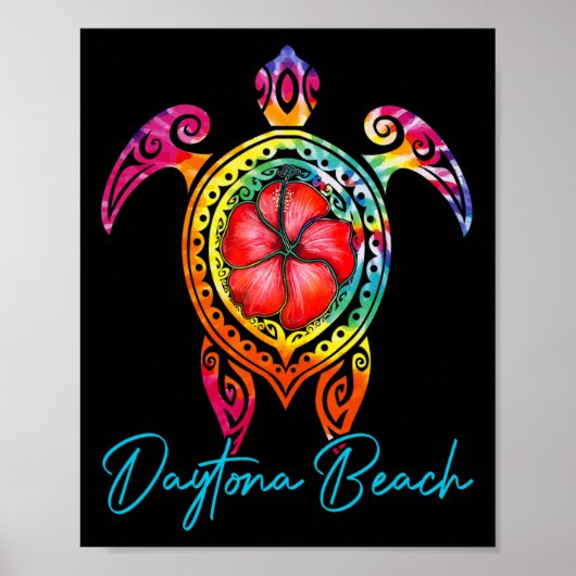 Daytona Beach Florida Gefärbte Krawatte Sea Turtle Poster (Vorne)