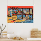 Daytona Beach, Florida - Große Briefmarkenszenen Poster (Küche)