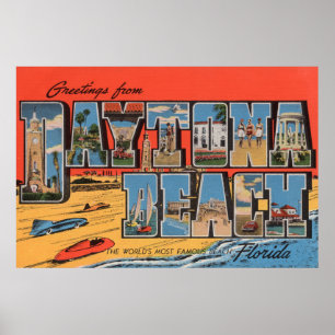 Daytona Beach, Florida - Große Briefmarkenszenen Poster
