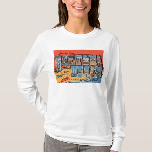 Daytona Beach, Florida - große Buchstabe-Szenen T-Shirt (Vorderseite)