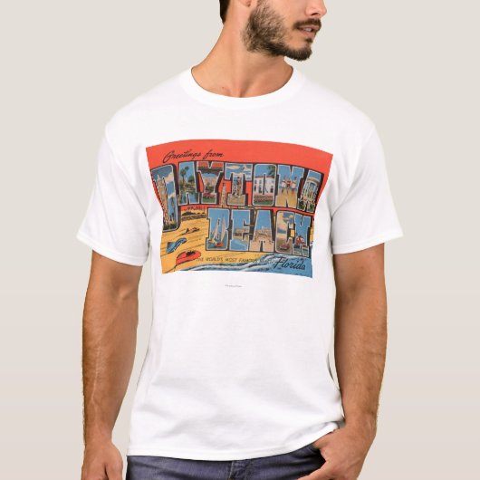 Daytona Beach, Florida - große Buchstabe-Szenen T-Shirt (Vorderseite)