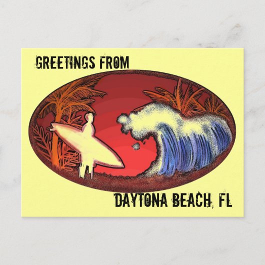 Daytona Beach Florida Grüße Surf Postkarte (Vorderseite)