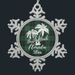 Daytona Beach Florida Palm Green Kariert Schneeflocken Zinn-Ornament<br><div class="desc">Daytona Beach Florida Palm Tree Grün Kariertes Weihnachtsschmuck</div>