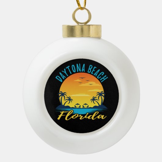 Daytona Beach Florida Palm Trees Beach Keramik Kugel-Ornament (Vorderseite)