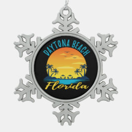 Daytona Beach Florida Palm Trees Beach Schneeflocken Zinn-Ornament
