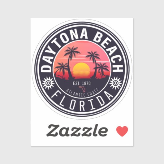 Daytona Beach Florida Palm Trees Souvenirs 60er Aufkleber (Blatt)