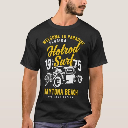 Daytona Beach Florida Retro Hotrod Surf 6 T-Shirt (Vorderseite)