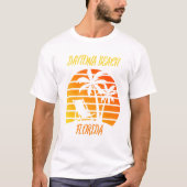 Daytona Beach Florida Retro Sunset Palm Trees Chai T-Shirt (Vorderseite)