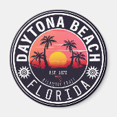 Daytona Beach Florida Retro Sunset Souvenirs 80er Magnet (Vorne)