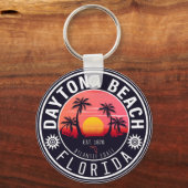 Daytona Beach Florida Retro Sunset Souvenirs 80er Schlüsselanhänger (Rückseite)