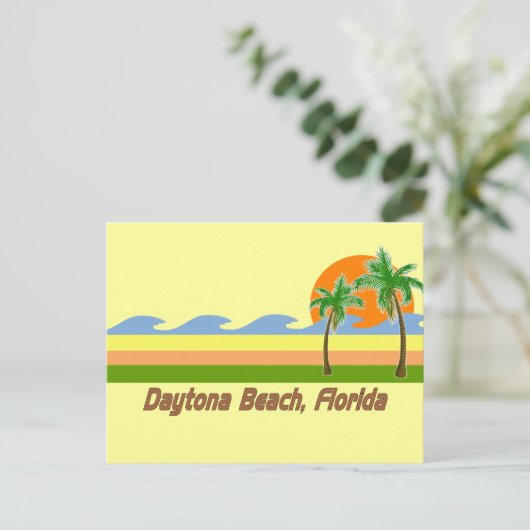 Daytona Beach Florida RETRO Tshirt Postkarte (Stehend Vorderseite)