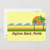 Daytona Beach Florida RETRO Tshirt Postkarte (Vorne/Hinten)