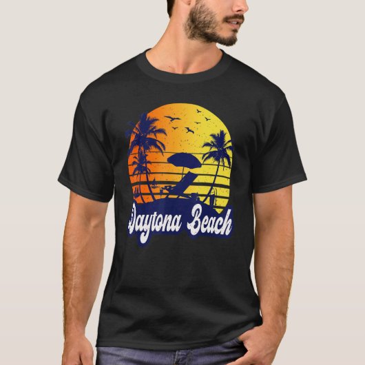 Daytona Beach Florida Sunset Beach Retro T-Shirt (Vorderseite)