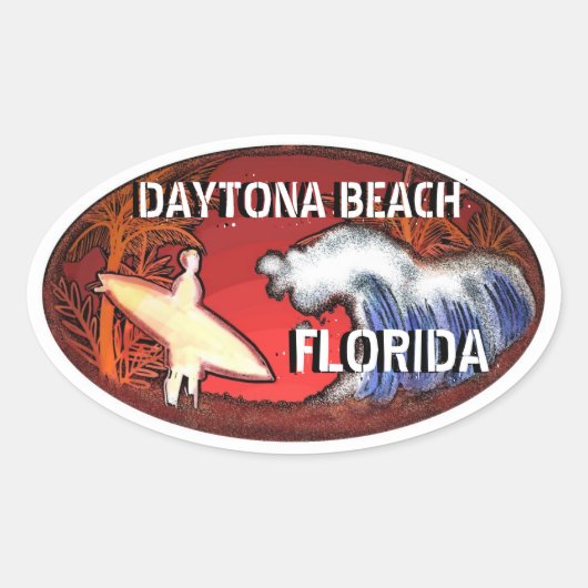 Daytona Beach Florida Surf Art Aufkleber (Vorderseite)