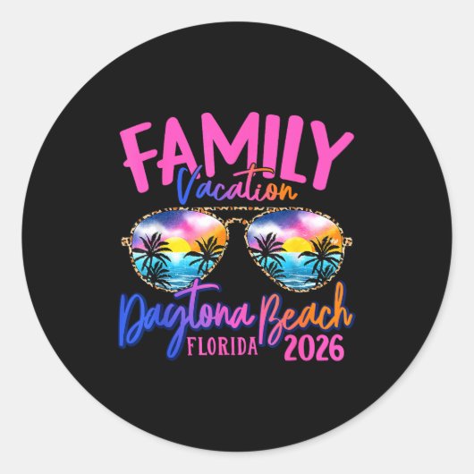Daytona Beach Florida Vacation 2026 Matching Famil Runder Aufkleber (Vorderseite)