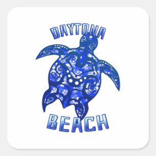 Daytona Beach Florida Vacation Tribal Turtle Quadratischer Aufkleber