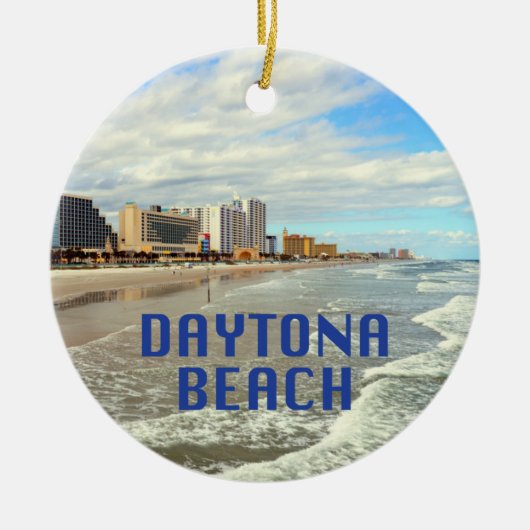 Daytona Beach Foto mit Namen Keramik Ornament (Vorne)
