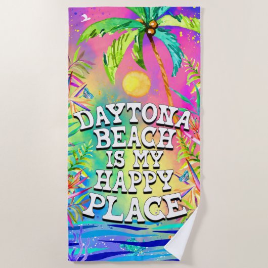 Daytona Beach ist mein Happy Place Beach Handtuch (Vorderseite)