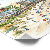 Daytona Beach Küstencharme Wasserfarbenkunst Poster (Ecke)