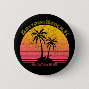 Daytona Beach Retro Sunset Palms Button