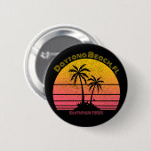Daytona Beach Retro Sunset Palms Button (Vorne & Hinten)