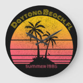 Daytona Beach Retro Sunset Palms Große Wanduhr (Vorderseite)