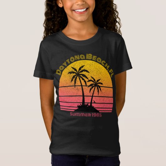 Daytona Beach Retro Sunset Palms T-Shirt (Vorderseite)