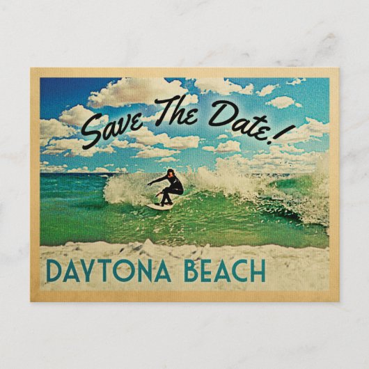 Daytona Beach Save the Date Florida Surfing Ankündigungspostkarte (Vorderseite)