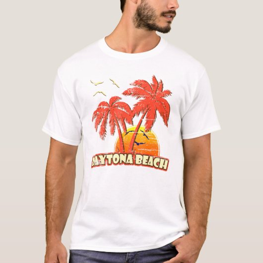 Daytona Beach Summer Palm Trees 80er Beach Sunset T-Shirt (Vorderseite)