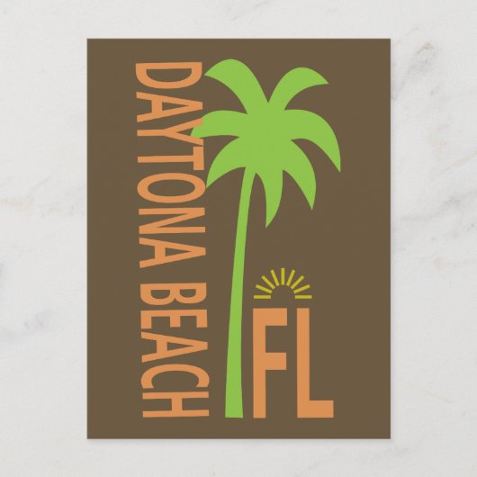 Daytona Beach typografisch mit Palmen Postkarte (Vorderseite)