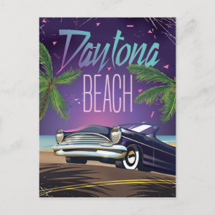 Daytona Beach Vintage-Auto-Reiseposter Postkarte
