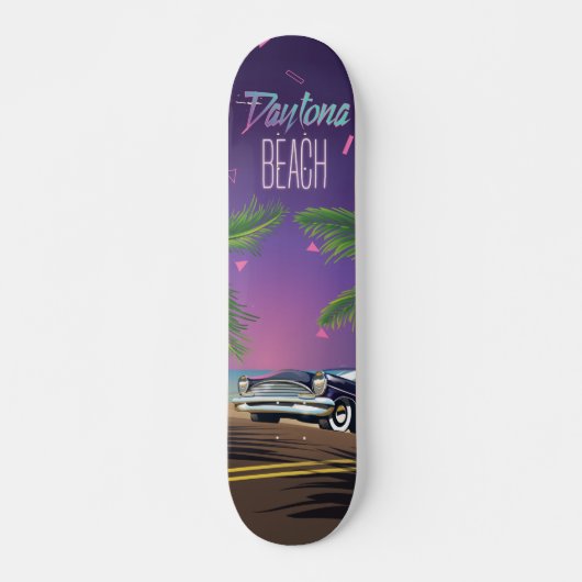 Daytona Beach Vintage Car Travel Poster Skateboard (Vorne)