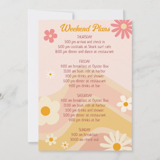 Dazed and verlobt groovy Retro daisy bachelorette Einladung (Rückseite)