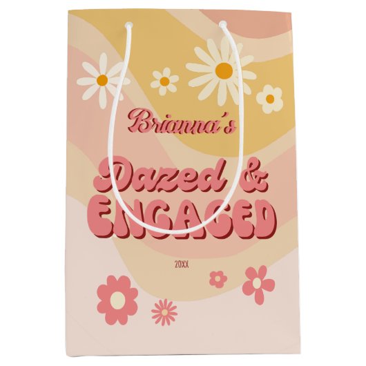 Dazed and verlobt groovy Retro daisy bachelorette Mittlere Geschenktüte (Vorderseite)