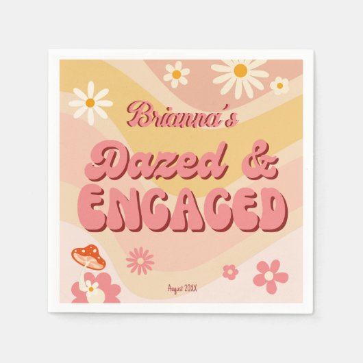 Dazed and verlobt groovy Retro daisy bachelorette Serviette (Vorderseite)