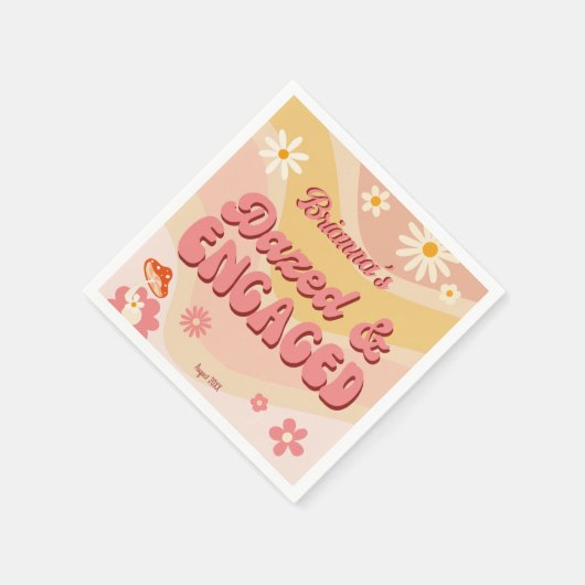 Dazed and verlobt groovy Retro daisy bachelorette Serviette (Ecke)