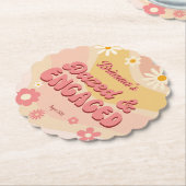 Dazed and verlobt groovy Retro daisy bachelorette Untersetzer (angewinkelt)