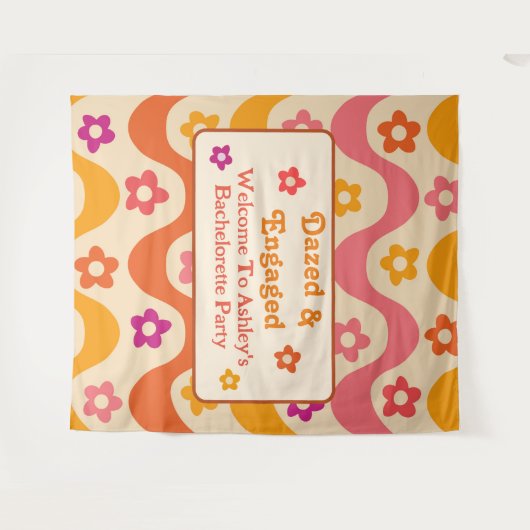 Dazed and Verlobt Retro 70er Junggeselinnen-Abschi Wandteppich (Vorderseite (Horizontal))