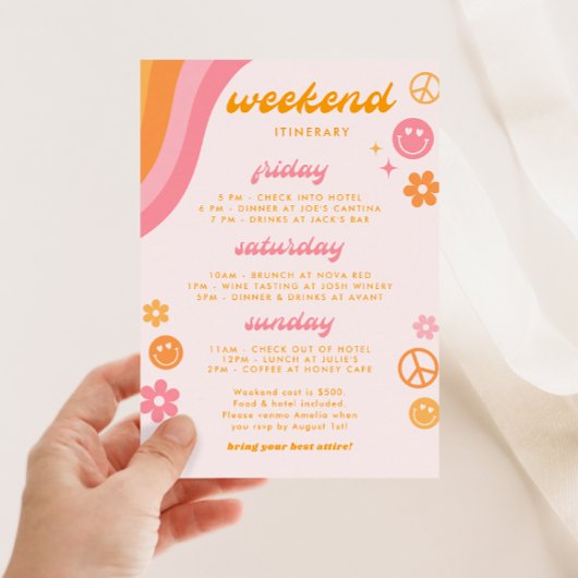 Dazed & Engaged Pink & Orange Bachelorette Weekend Einladung