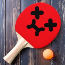 Dazed Pouty Face Red Ping Pong Paddle