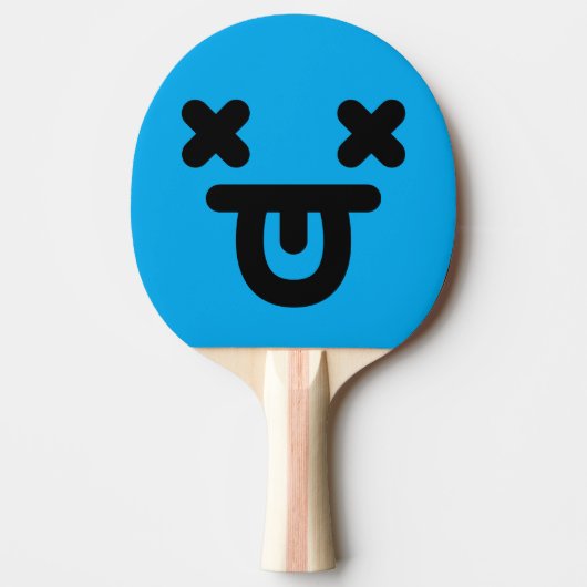 Dazed Tongue Out Face Blue Ping Pong Paddle Tischtennis Schläger (Vorderseite)