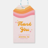 Dazed & Verlobt Groovy Pink & Orange Bachelorette Geschenkanhänger (Rückseite)