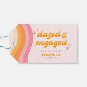 Dazed & Verlobt Groovy Pink & Orange Bachelorette Geschenkanhänger (Rückseite Horizontal)