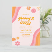 Dazed & Verlobt Pink & Orange Bachelorette 4 Tage Einladung (Stehend Vorderseite)